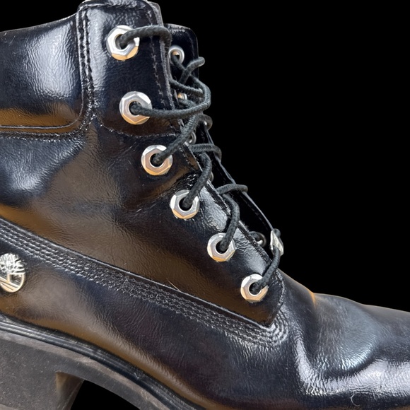 Black Timberland Kingsley Leather Boots Women's Size 8 A2KQ5 Lace Up - Picture 6 of 7